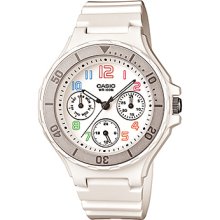 Casio Sports White/Silver Face White Band