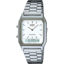 Casio Watch Vintage Analog Digital White Aq-230a-7d