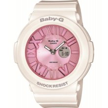 Casio Womens Baby-G Analog Resin Watch - White Resin Strap - Pink Dial - BGA161-7B2