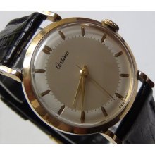 Certina Mens Swiss Made 16Jwl Gold Fancy Lugs Clean Dial Watch w/ Alligator-Liza