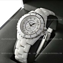 Chanel J12 Automatic Unisex Watch Diamond Markers 38mm White Ceramic H1629 Bnib