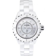 Chanel J12 Jewelry White Ceramic 33 MM White Mother-Of-Pearl Diamond Dial Ladies Watch - H2422