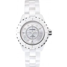 Chanel J12 Jewelry White Ceramic 38 MM White Mother-Of-Pearl Diamond Dial Ladies Watch - H2423