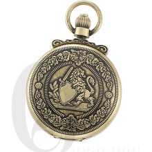 Charles Hubert Gold-Plated Antiqued Finish Double Hunter Case Mechanical Pocket Watch 3866-G