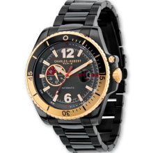 Charles Hubert Mens Black-Plated Stainless Gold-Tone Bezel Watch XWA3224