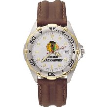 Chicago Blackhawks All Star Mens Leather Strap Watch