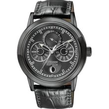 Citizen Eco-drive Calibre 8651 Moon Phase Black Ion Mens Watch Bu0035-06e