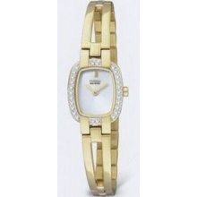 Citizen Eco Drive Gold Silhouette Crystal Bangle Rectangular Watch