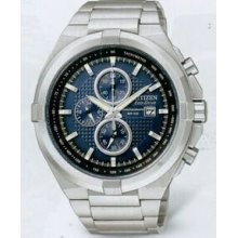 Citizen Eco Drive Men`s Silver Chronograph Wr100 Watch (45 Mm Case)