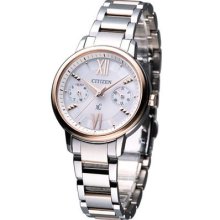 Citizen Women Xc Eco-drive Day Date Sapphire Watch White Gold Fd1014-52a Japan