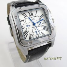 Classic Gentle Mens Square Case Automatic Mechanical 6 Hands Analog Wrist Watch