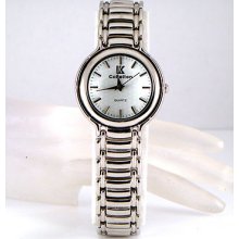Classic Retro Designer Silver Rhodium Plated Mens Gents White Dress Wrist Watch