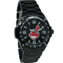 Cleveland Indian watch : Cleveland Indians Stainless Steel Warrior Watch - Black