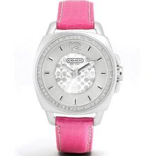 Coach Boyfriend Crystal Signature Pink Leather Strap Women's Watch 14501435