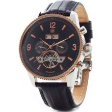 Constantin Durmont Men's Automatic Watch Travis Cd-Trav-At-Lt-Strg-Bk With Leather Strap