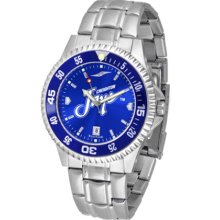 Creighton Blue Jays Competitor AnoChrome Men's Watch with Steel Band and Colored Bezel