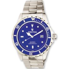 Croton Mens Stainless Steel Quartz Blue Dial Automatic Watch XWA3138