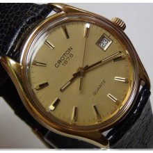 Croton Men's Swiss Made Quartz Gold Calendar Watch