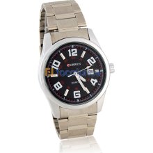 CURREN Men's Analog Watch with Stainless Steel Strap, Calendar (Black)