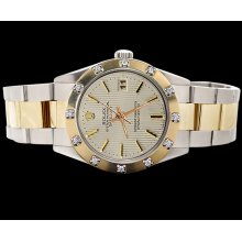 Date just white stick dial watch oyster SS & gold pearl master diamond rolex