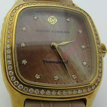 David Yurman Thoroughbred Midsize 18k Gold, Mop Dial Watch With Diamonds Bezel