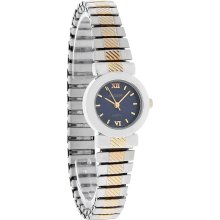 Decade Quartz Ladies Blue Dial 2T Stretch Expansion Bracelet Dress Watch 23243