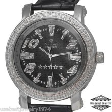 Diamond Master Silver Tone Diamond Watch Fancy Dial Quartz Mov't Retail $899.00