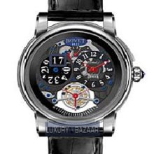 Dimier Recital 5 46 Tourbillon and Big Date (WG / Openwork / Leather)