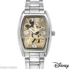Disney Mickey Mouse Watch Analog Quartz Metal Bracelet Retail $80