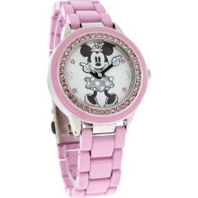 Disney Minnie Mouse Ladies Crystal Motion Hands Pink Bracelet Watch MN2083