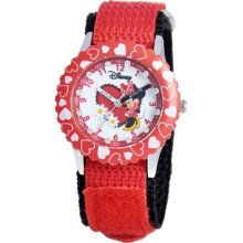 Disney Watch, Kids Glitz Minnie Mouse Time Teacher Red Velcro Strap 31