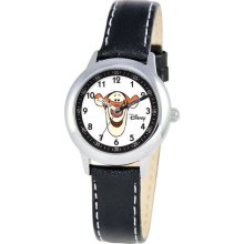 Disney Watch, Kids Tigger Time Teacher Black Leather Strap 30mm W00010