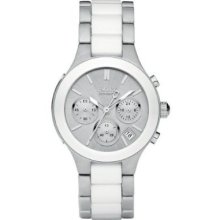 Dkny Ny8257 White Dial Chronograph Steel And Ceramic Ladies Watch