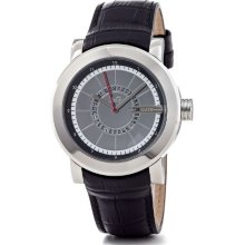 Dolce & Gabbana Men's Watch Analogue Quartz Dw0721 With Black Leather Strap Silver Dial