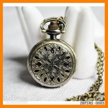 Drop Shipping 12pcs/lot Retro Spiderflower Pocket Watch Pendant Neck