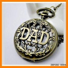 Drop Shipping 12pcs/lot Retro New Large Dad Pocket Watch Pendant Nec