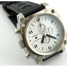 E150,parnis White Dial 50mm Men Full Chronograph Watch