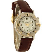 Eddie Bauer Ladies Casual White Dial Two Tone Brown Leather Quartz Watch