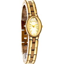 Elgin Quartz Ladies Mop Dial Bronze & Gold Tone Bracelet Dress Watch EG709