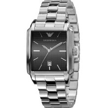 Emporio Armani Gents Ar0482 Classic Watch Stainless Steel Bracelet With Black Dial