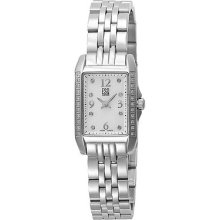 Esq By Movado Diamond Quartz Ladies Square Stainless Watch Steel 07101297 Watch