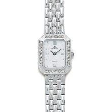 Euro Geneve 14k White Gold Ladies' Diamond Rectangle Watch-panther Band 47488