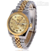 Exquisite Woven Design Automatic Mechanical Wrist Watch With Golden
