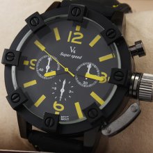Fashion Black Silicon Stylish Mens Decorative Dial Wrist Watch Unique Case Gift
