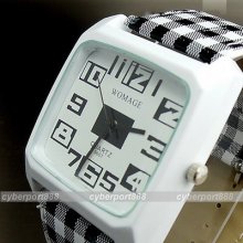 Fashion Cute Quartz Hours Dial Leather Girl White Black Young Wristwatch Wg061