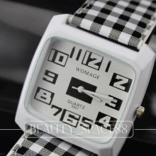 Fashion Cute Quartz Hours Dial Leather Girl White Black Young Wrist Watch B027