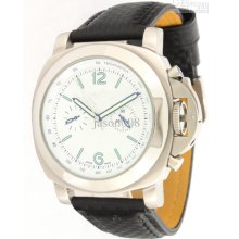 Fashion Mechanical Watch Luminor Marina Silver Dial Black Leather Me