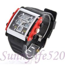 Fashion Square Dual Time Quartz Digital Waterproof Mens Women Sports Wrist Watch