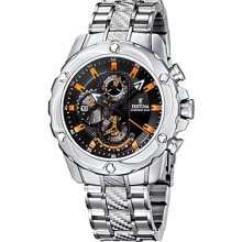 Festina Mens Chronograph Stainless Watch - Silver Bracelet - Black Dial - F16525-5