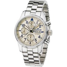 Fortis Men's 701.20.92 M F-43 Flieger Chronograph Beige Dial Auto ...